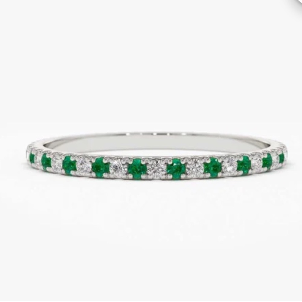 ETSY FERKOS FINE JEWLERY DIAMOND PAVE ETERNITY BAND WITH EMERALD AND DIAMONDS